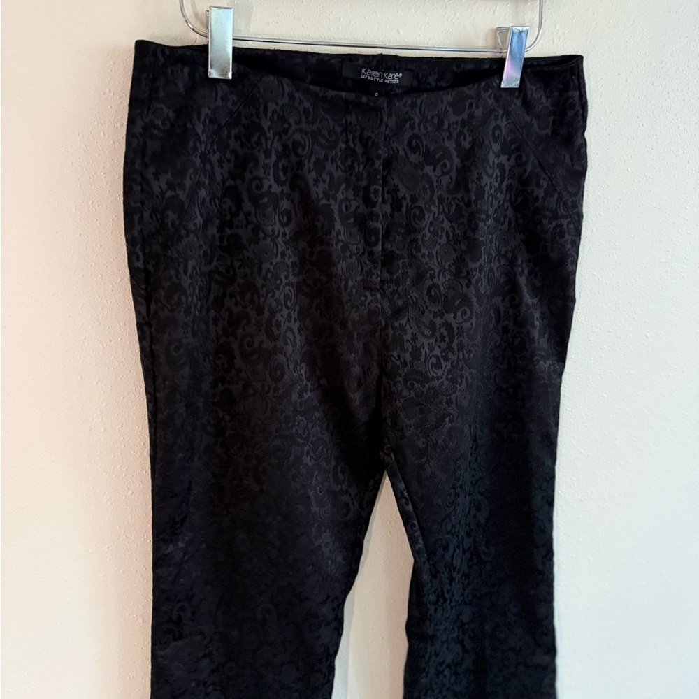 Karen Kane Black Damask Jacquard Bootcut Dress Pants Petite 6